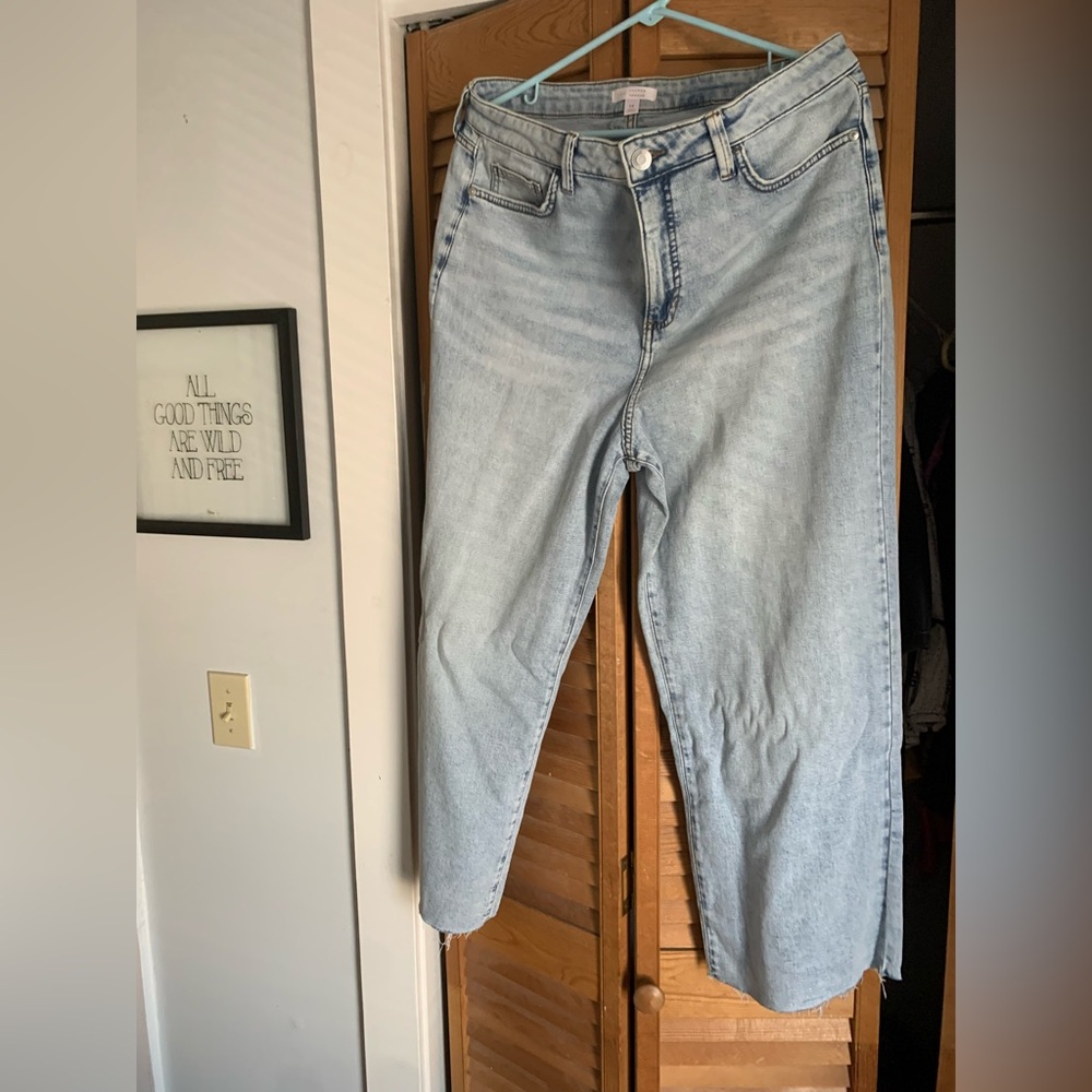 LC Lauren Conrad Light Wash Ankle Jeans Super high rise wide leg sz 14